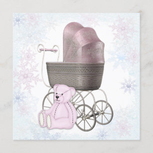 Invitación Baby Shower rosado de invierno Wonderland