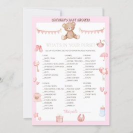 Invitación Baby Shower rosado de osito de peluche - Nombre ed
