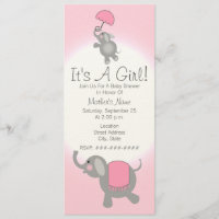 Baby Shower rosado invita - elefante de la madre y