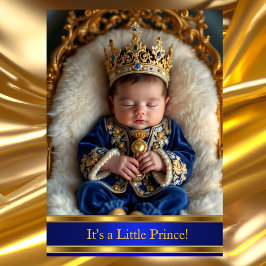 Invitación Baby Shower Royal Blue Gold Rattle