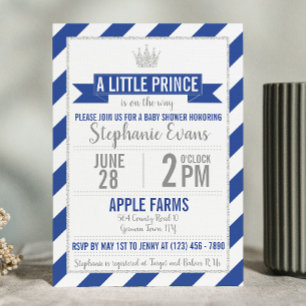 Invitación Baby Shower Royal Blue Little Prince