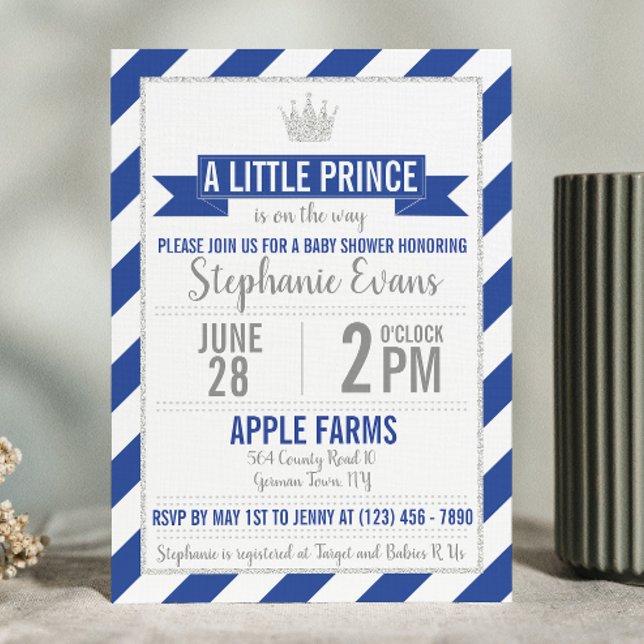 Invitación Baby Shower Royal Blue Little Prince (Subido por el creador)