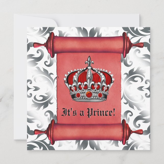 Invitación Baby Shower Royal Red Prince (Anverso)