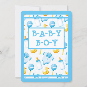 Invitación Baby Shower Rubber Duckie Blue Boy