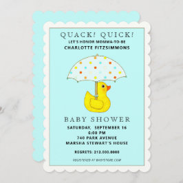 Invitación Baby Shower Rubber Ducky con paraguas