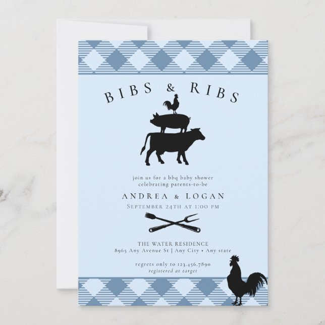 Invitación Baby Shower ruso | Barbacoa (Anverso)
