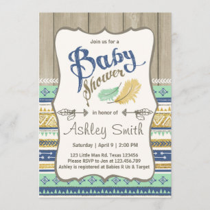 Invitación Baby Shower ruso tribal Baby Shower Blue Gold