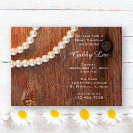 Invitación Baby Shower Rustic Barn Wood and Pearls