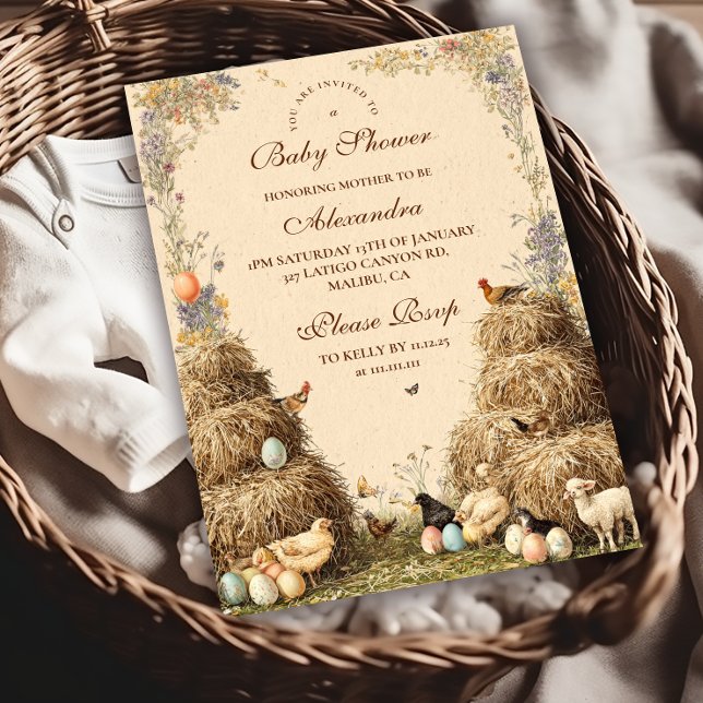 Invitación Baby Shower Rustic Barnyard Animals (Subido por el creador)
