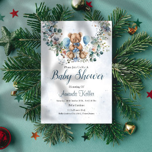 Invitación Baby Shower Rustic Bear & Eucalyptus