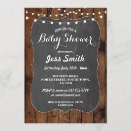 Invitación Baby Shower Rustic Chalk & Wood invita a Fiesta de