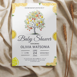 Invitación Baby Shower Rustic Citrus Lemon Tree