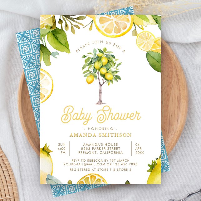Invitación Baby Shower Rustic Citrus Lemon Tree (Subido por el creador)