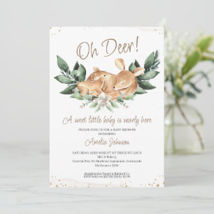Invitación Baby Shower Rustic Foliage Deer Fawn