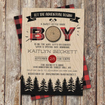 Baby Shower Rustic Forest Plaid Lumberjack Boys