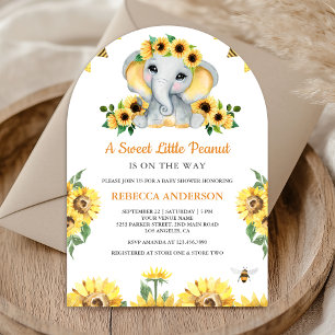 Invitación Baby Shower Rustic Sunflowers Elephant Arch