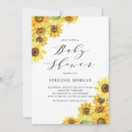 Invitación Baby Shower Rustic Watercolor Sunflowers