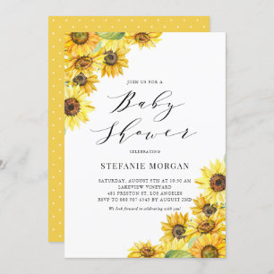 Invitación Baby Shower Rustic Watercolor Sunflowers