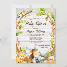 Baby Shower Rustic Watercolor Woodland Animals