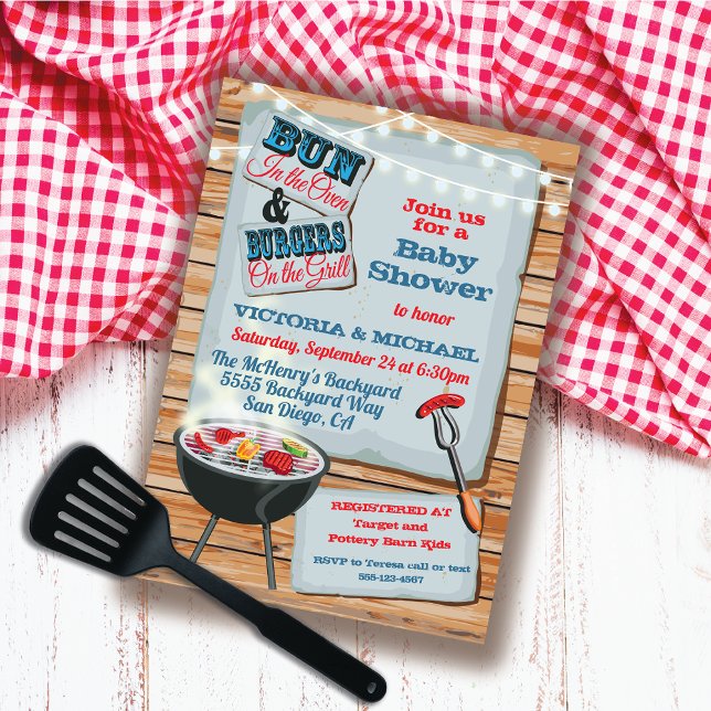 Invitación Baby Shower Rustic Wood Barbecue (Subido por el creador)