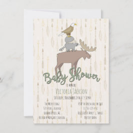 Invitación Baby Shower Rustic Woodland Animals
