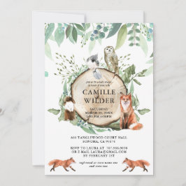 Invitación Baby Shower Rustic Woodland Animals