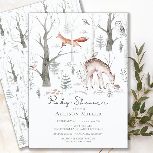 Invitación Baby Shower Rustic Woodland Forest Animals (Subido por el creador)