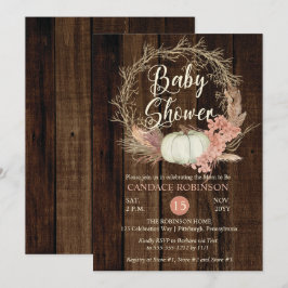 Invitación Baby Shower - Rústica Calabaza Pampas Wreath