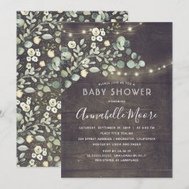 Invitación Baby Shower rústico de campo pintado de vegetación