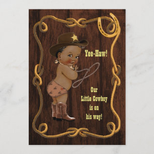 Invitación Baby Shower Rústico de Cowboy Étnico