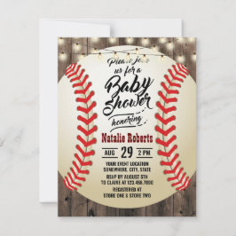 Invitación Baby Shower Rústico de Deportes de Béisbol Barn Wo