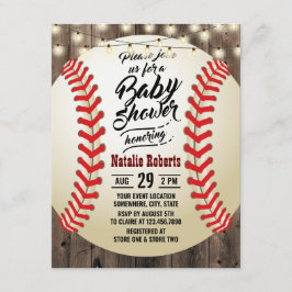 Invitación Baby Shower Rústico de Deportes de Béisbol Barn Wo