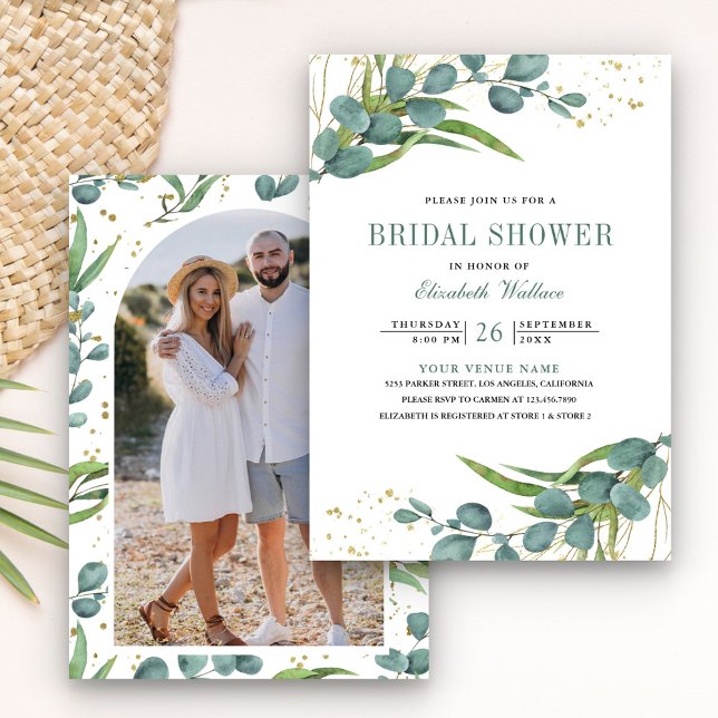 Invitación Baby Shower Rústico de Eucalipto con Foto (Subido por el creador)