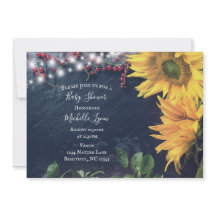 Baby Shower Rústico de girasol, pizarra y luces