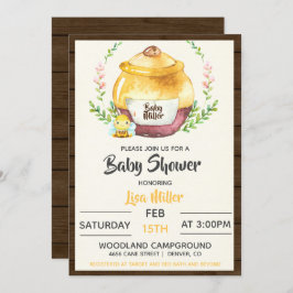 Invitación Baby Shower Rústico de Honey Pot y Bee