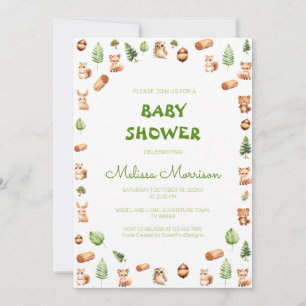 Invitación Baby Shower Rústico de las criaturas forestales