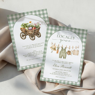 Invitación Baby Shower Rústico de Mercado de Granjeros de Pro
