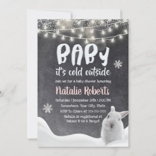 Invitación Baby Shower Rústico de tablero de cromos de invier