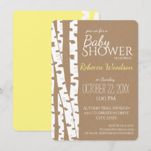 Invitación Baby Shower Rústico del árbol de birch de Woodland