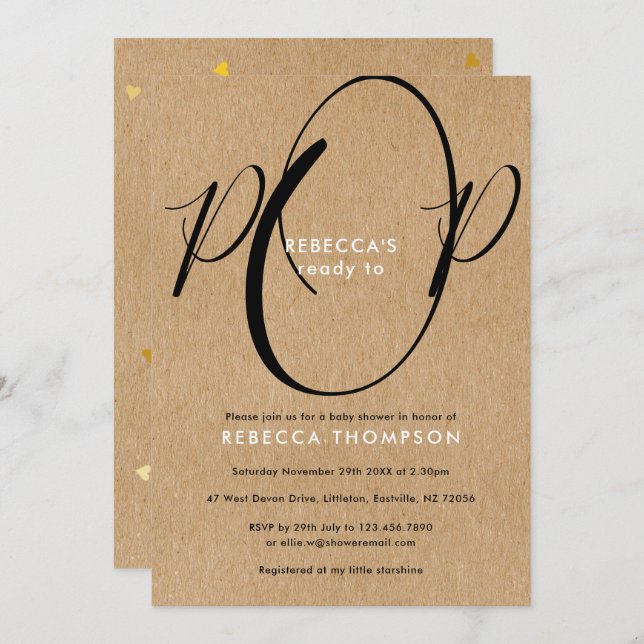 Invitación Baby Shower Rústico Neutral (Anverso / Reverso)