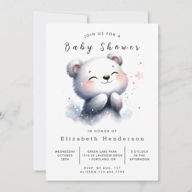 Invitación Baby Shower Rústico Whimsy Bear (Anverso)