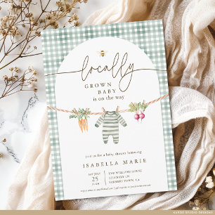 Invitación Baby Shower Rústico y de Género Neutral con Produc