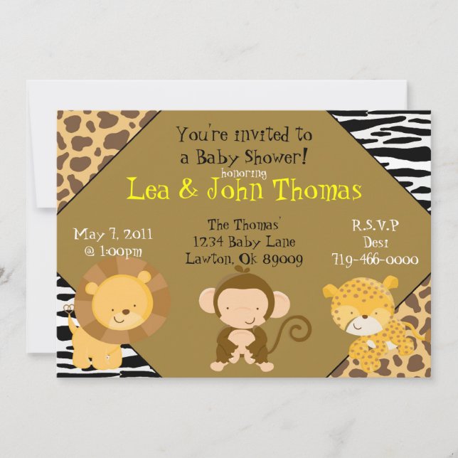Invitación Baby Shower Safari (Anverso)