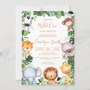 Invitación Baby Shower Safari Animal Tropical Greeneration