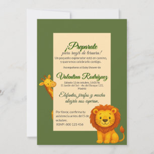 Invitación Baby Shower Safari Editable Minimalista León