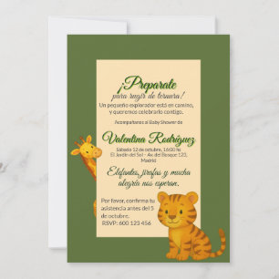 Invitación Baby Shower Safari Editable Minimalista Tigre