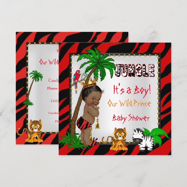 Invitación Baby Shower Safari Jungle Prince Etnic (Anverso / Reverso)