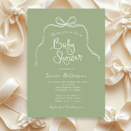Invitación Baby Shower Sage Bold Simple Bow