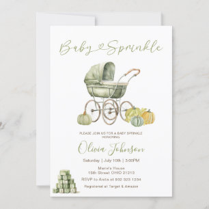 Invitación Baby Shower Sage Green Stroller Baby Sprinkle
