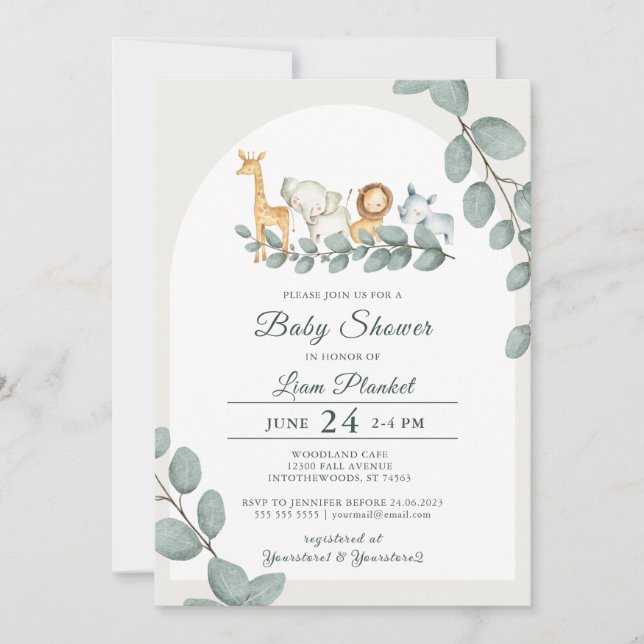 Invitación Baby Shower salvaje Jungle Safari (Anverso)